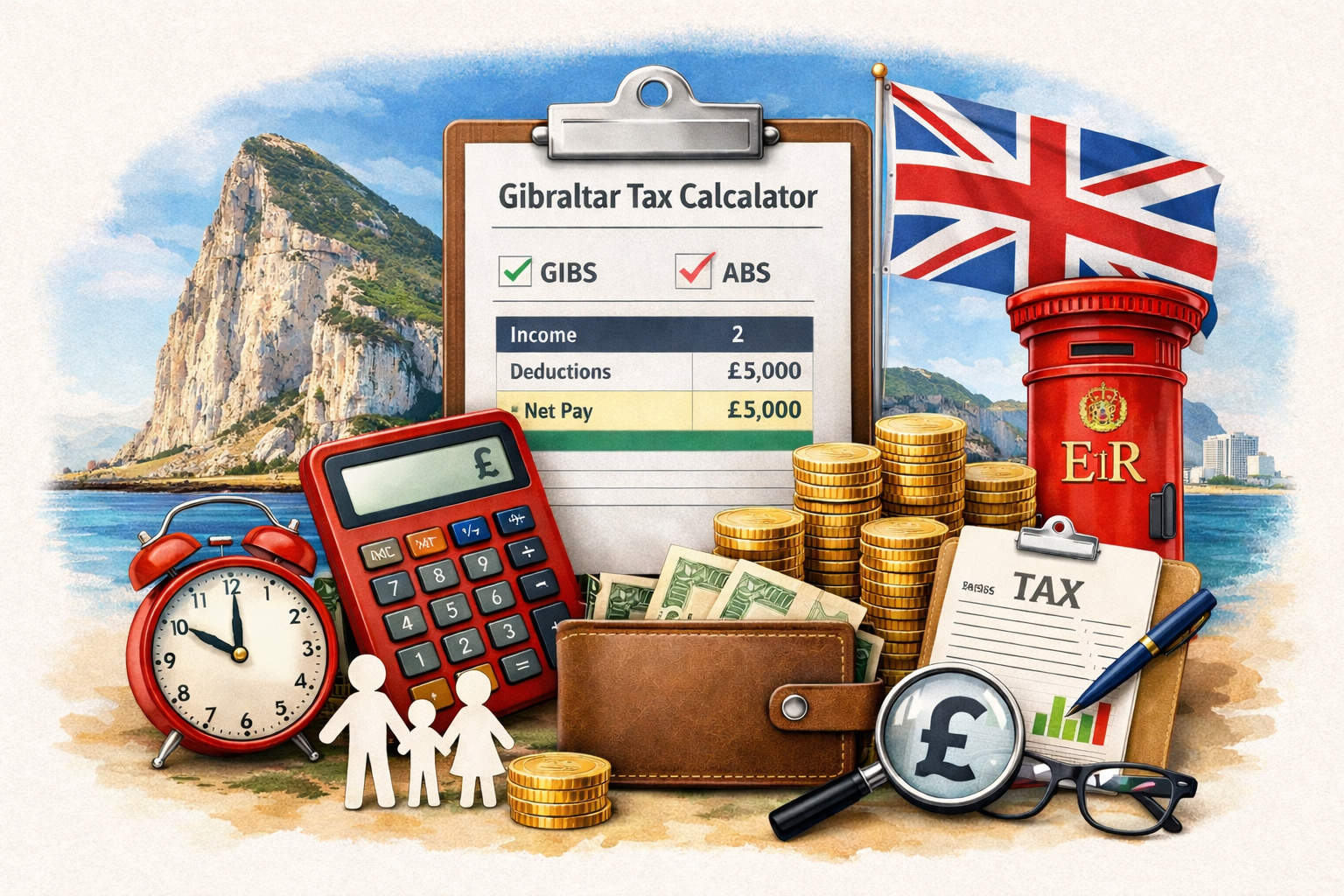 Gibraltar Tax Calculator (PAYE) – Net Salary (GIBS vs ABS)